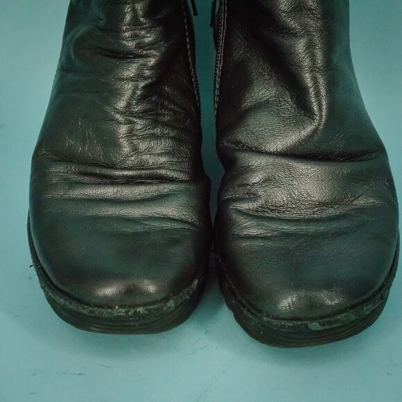 Fly London 38 Size 7.5 8 US Graphite Gray Yip Zip Leather Wedge Ankle Boots - Picture 5 of 7